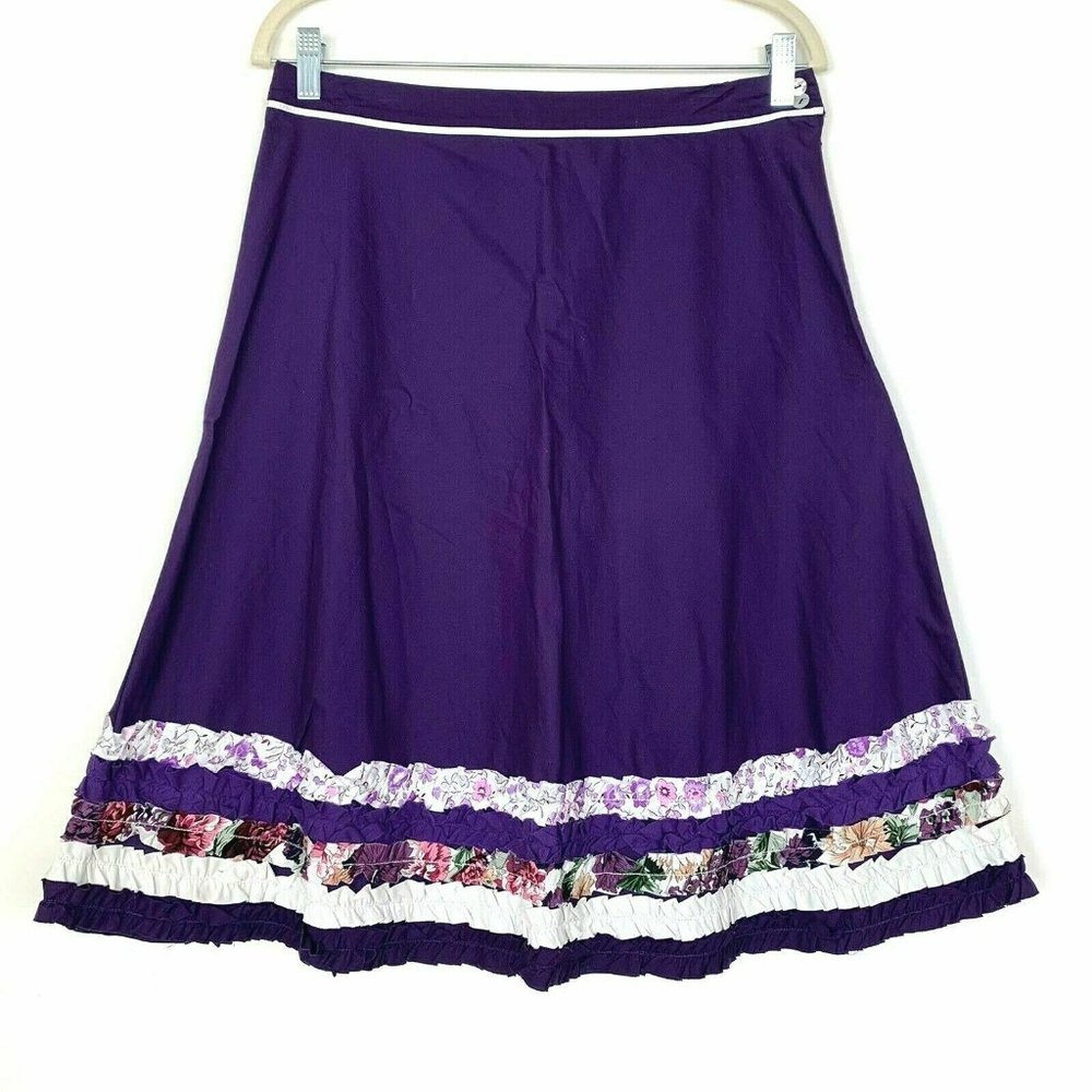 Boo Radley Australia Skirt Size 10 Womens Purple Lagenlook Boho A-Line NWT